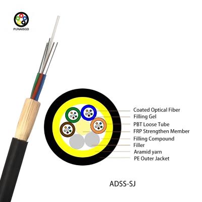 中国 ADSS 光ファイバーケーブル ADSS-D ダブルレイヤ エアリー光ファイバーケーブル 12-24-48-96-144 コア 販売のため