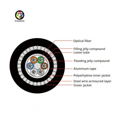 China Anti Rodent Underwater Fiber Optic Cable Armoured Fiber Optic Wire Cable 24 Core Underwater Loose Tube Steel Wire GYTA33 Te koop