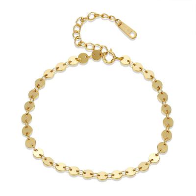 China FASHIONABLE Trendy 18K Gold Plated 925 Sterling Silver Small Round Disc Bracelets For Women for sale