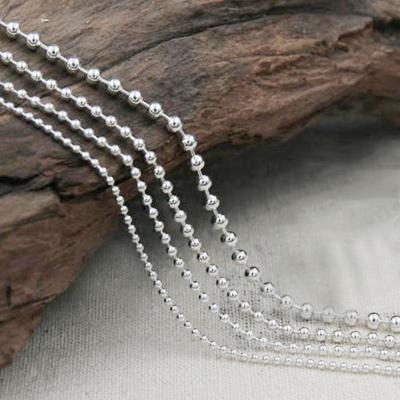 China Wholesale Trendy 1mm 1.5mm 2mm 2.5mm 3mm 4mm 5mm 6mm 925 Sterling Silver Round Ball Bead Jewelry Findings Chain Components for sale