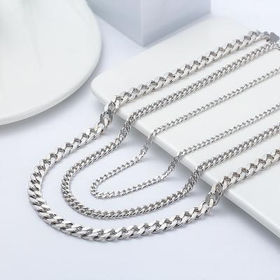 China Trendy 2.5mm 3mm 3.5mm 4mm 4.5mm 5mm Italy 925 Sterling Silver Cuban Link Chain Side Chain Accessories For Jewelry Making for sale