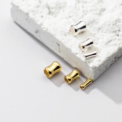 China Easy Use DIY 18K Gold Plated Loose Bead 925 Sterling Silver Bamboo Tube Spacer Charm Bead Findings For Jewelry Making for sale