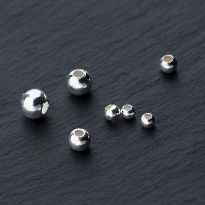 China DIY 925 Sterling Silver Big Hole Round Bead Jewelry Accessories Many Grade For Choose for sale