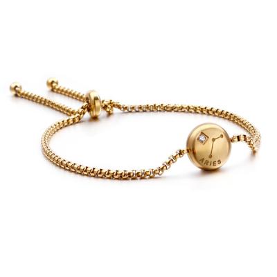 China FASHIONABLE Gold Plated Constellation Adjustable Stainless Steel Horoscope Bracelet for sale