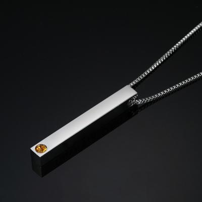 China Stainless Steel Bar Birthstone Necklace Fashionable White Long Custom Pendant Necklace For Women Men for sale