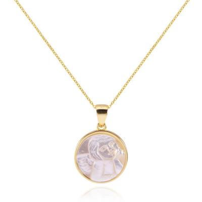 China Religious 18k Gold Plated Shell 925 Sterling Silver Angel Baby Pendant Necklace for sale