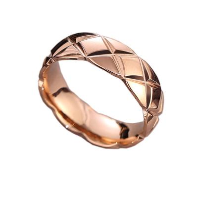 China FASHIONABLE Hot Sales Gold Plated Stainless Steel Geometric Texture Finger Ring For Women for sale