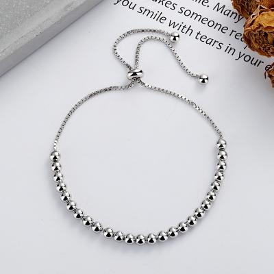 China 925 Sterling Silver FASHIONABLE Hot Selling Adjustable Bracelets Round Beads Chain for sale