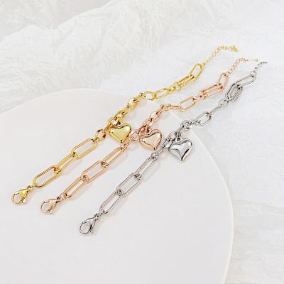 China Wholesale TRENDY Heart Charm Stainless Steel Fashion Bracelet Women Jewelry Pendant for sale