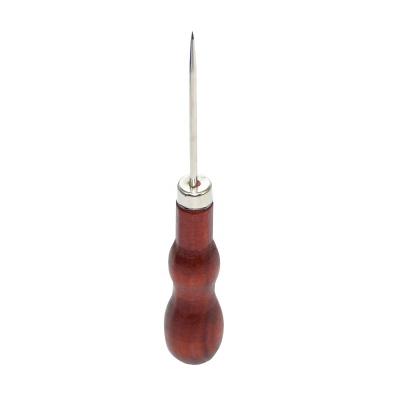 China Hotels Leather Punch Sewing Hand Tools Shoes Straight Pointed Double Awl Gourd Sewing Wooden Handle for sale