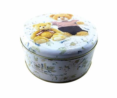 China Round Christmas Cookie Tin Box Cookie Tin Box Round Metal Tin Can for sale