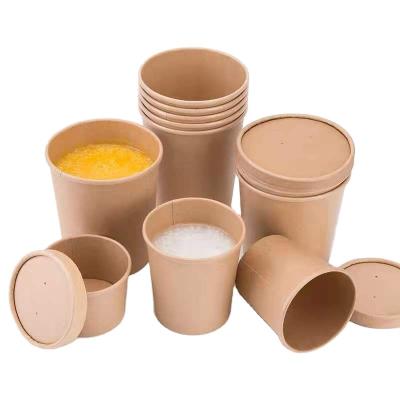 China Disposable Wrapping Paper Oatmeal Bowl Oatmeal Pail Lunch Box Disposable Dessert Wrapped Paper Bowl With Lid Fast Food Soup Cup So for sale