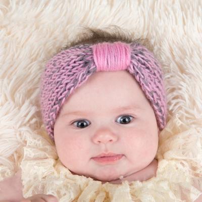 China European and American style hot sale children's Bowknot knitted hair band baby head wrap thick high quality elastic headband keep warm hair accessories for sale