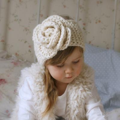 China European and American style western style children's flower headband handmade headwrap elastic knitting baby keep warm hair accessories for sale