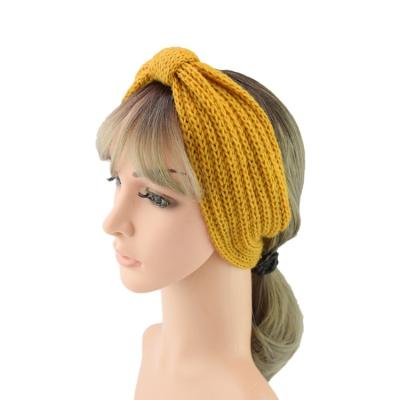 China Winter Fashion Women Knitted Bowknot Headband Ear Warmer Crochet Turban Hair Band Women Crochet Knitted Headwap for sale