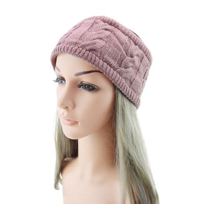 China European and American Style Winter Knitted Hair Band Fuzzy Fleece Lined Headbands High Quality Elastic Headwrap Keep Warm Hair Accessories for sale