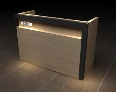 China Wooden MDF Retail Checkout Counters With LED Light Customized Size / Color for sale