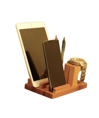 China Morden Design Bamboo Display Unit Cell Phone Charging Stand For Office for sale