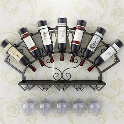 China Stemware Metal Wall Mounted Wine Glass Rack , Trendy 7 Bottle Wine Rack for sale