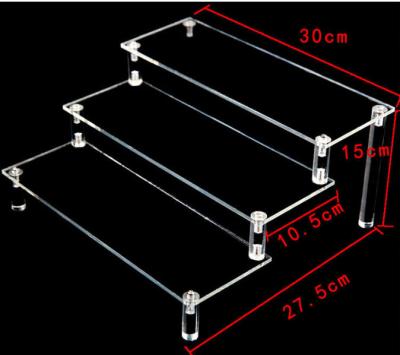 China Mesa soportes de exhibición de acrílico de la joyería de 3 capas, estante de exhibición de acrílico pulido en venta