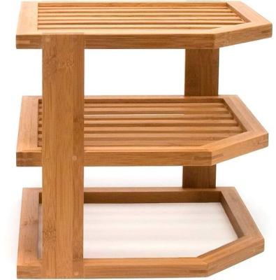 China Durable Bamboo Corner Shelf Unit , Lipper Bamboo 3 Tier Shelf For Dish for sale