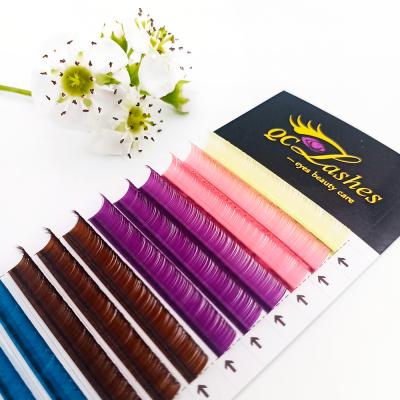 China Sensitive Custom Logo Rainbow Neon Colored Eyelash Extension Whips Lash Extension Individual Colored for sale