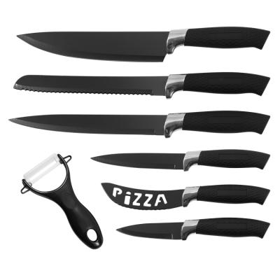 China Factory Sustainable 7pcs Stainless Steel Kitchen Knife Set With Black Handle Decorative Kitchen Knife Set for sale