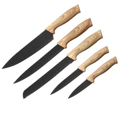 China Wholesale Viable Kitchen Knife 5 Pcs Stainless Steel Stick Coating Knife Non Sets With Knife Block for sale