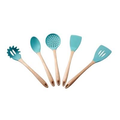 China 5 Pieces Viable Turner Cooking Silicone Kitchen Utensils Cooking Tool Kits Kitchen Utensil Set Cooking Tool for sale