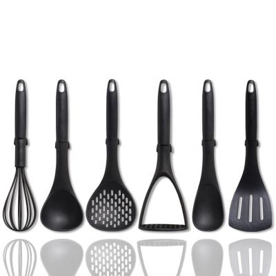 China 6 Pieces Factory Price Sustainable Black Nylon Tools Kitchen Utensils Set With Good Packing for sale