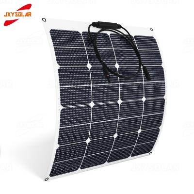 China New Style Gridding 50W 18V ETFE Sunpower Outdoor Adhesive Semi Flexible Solar Panels For RVs Campervan Marine Boats Cover Cars 125mmx125mm for sale