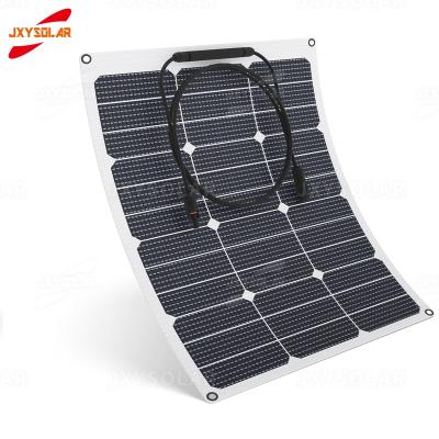 China Custom Gridding 50W 18V ETFE Sunpower Outdoor Adhesive Semi Flexible Solar Panels for RVs Campervan Marine Boats Cover Cars for sale