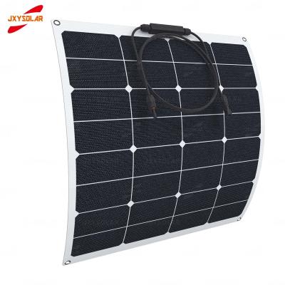 China 50W 18V ETFE Sunpower Cell Corrosion Resistance To Salt Fog Surface Semi Flexible Solar Power Panel For Campervans Boats RVs 125mmx125mm for sale