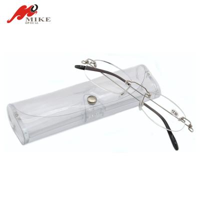 China New Reader Fashion Arravial Rimless Reading Glasses Mini , CE Reading Glasses With Case for sale