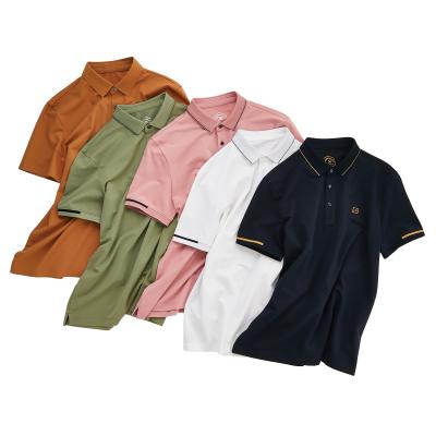 China T-shirt casual masculino em excelente material de algodão personalizado com polo rosa à venda