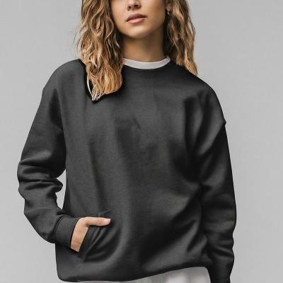 Chine Pullover Crewneck Hoodies féminin Sweatshirts Noir Blanc Manches régulières 400g à vendre