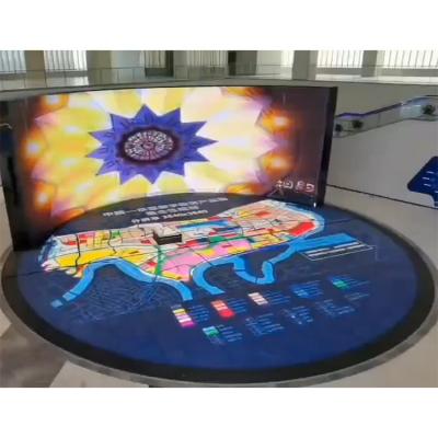 China Indoor American Map LED Tile Wall Interactive Screen P3 91ft Large Stepping Arc Interactive Display Screen for sale