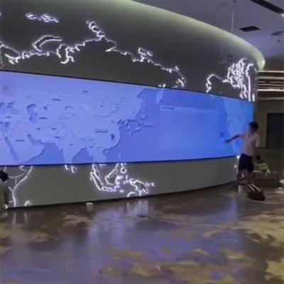 China World City Map Indoor Arc Touchable Interactive Display Large Hand LED Screen for sale