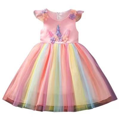 China Washable High Dry Cleaning Factory Price Rose Lace Kids Girl Top Eco-friendly Dress Vestido for sale