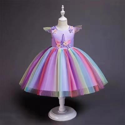 China Fashion Girls Washable Tutu Dress Girls Rainbow Pastel Princess Girl Birthday Party Dress Up Children Kids Costume for sale