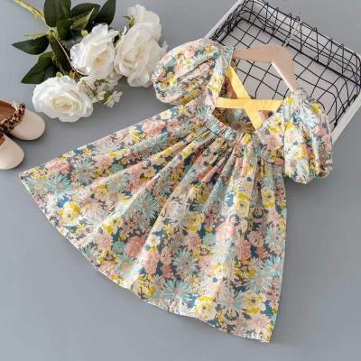 China Soft Floral Bowtie Dress Cute Dress Kids Casual Babies Princess Party Dresses Summer Baby Washable Fashion for sale