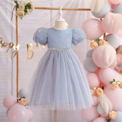 China New Washable Summer Dress Girls Temperament Princess Dress Short Sleeve Dress For Birthday Wedding Party for sale