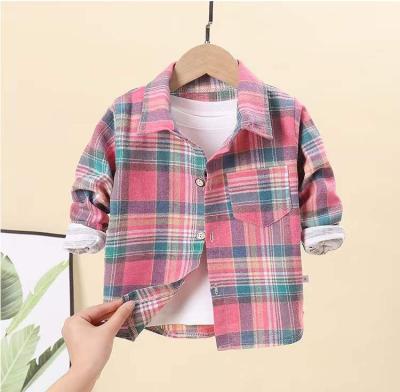 China Wholesale New Design Style Fashion Anti-Shrink Long Sleeve Plaid Shirts Cotton Linen Shirting Fabrics For Kids Girl for sale