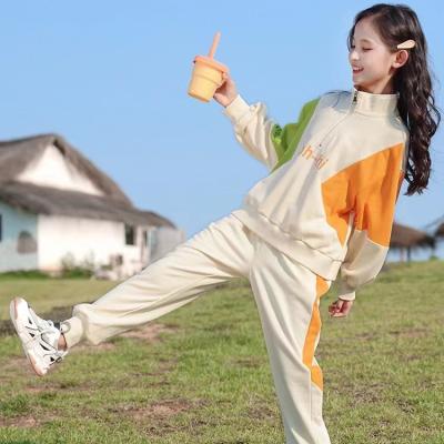 China Breathable Kids Spring Casual Girls Jogger Set Letter Print Kids Sport Clothing Sets for sale