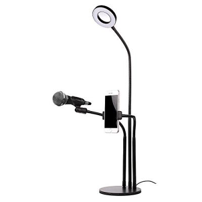 China Professional Mini SEMIA Mobile Phone Microphone Stand Live Show LED Selfie Ring Light Live Flowing Selfie Ring Light for sale