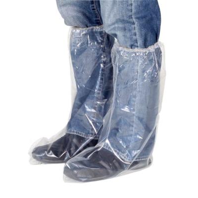 China Disposable PE Waterproof Disposable Rainy Boot Covers Rubber Band Elastic Plastic Overboots for sale