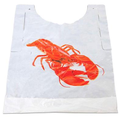 China OEM restaurant lobster crab apron plastic bib plastic waterproof adult disposable pe poly seafood bib for sale