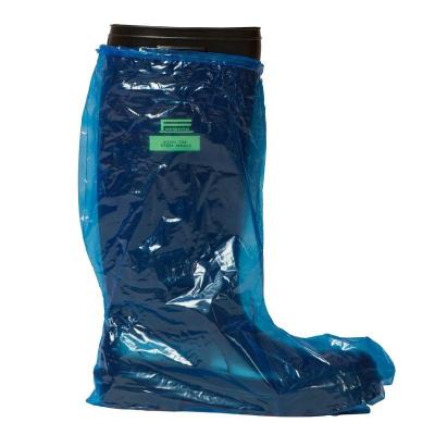 China Blue Disposable Waterproof Disposable Foot Cover PE Farm Boot Long Cover Overboots With Rubber Bands for sale