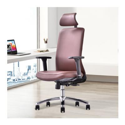 China Executive Brown Leather Club Chairs Office Chairs (Height) Ergonomic High Back Luxury Adjustable With Lumbar Support for sale