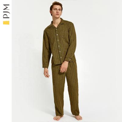 China QUICK DRY Button Up Long Sleeve Shirt Check Pajamas 2Pcs Set Plaid Mens Sleepwear Cotton Pajamas Men's Loungewear Men's Pajamas for sale